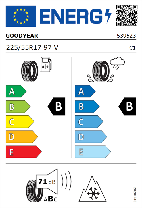 Tyre Label for Goodyear Vector 4Seasons Gen-2 225/55R17 97V